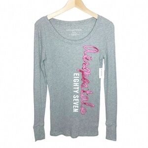 Aeropostale Heather Gray Waffle Knit Top